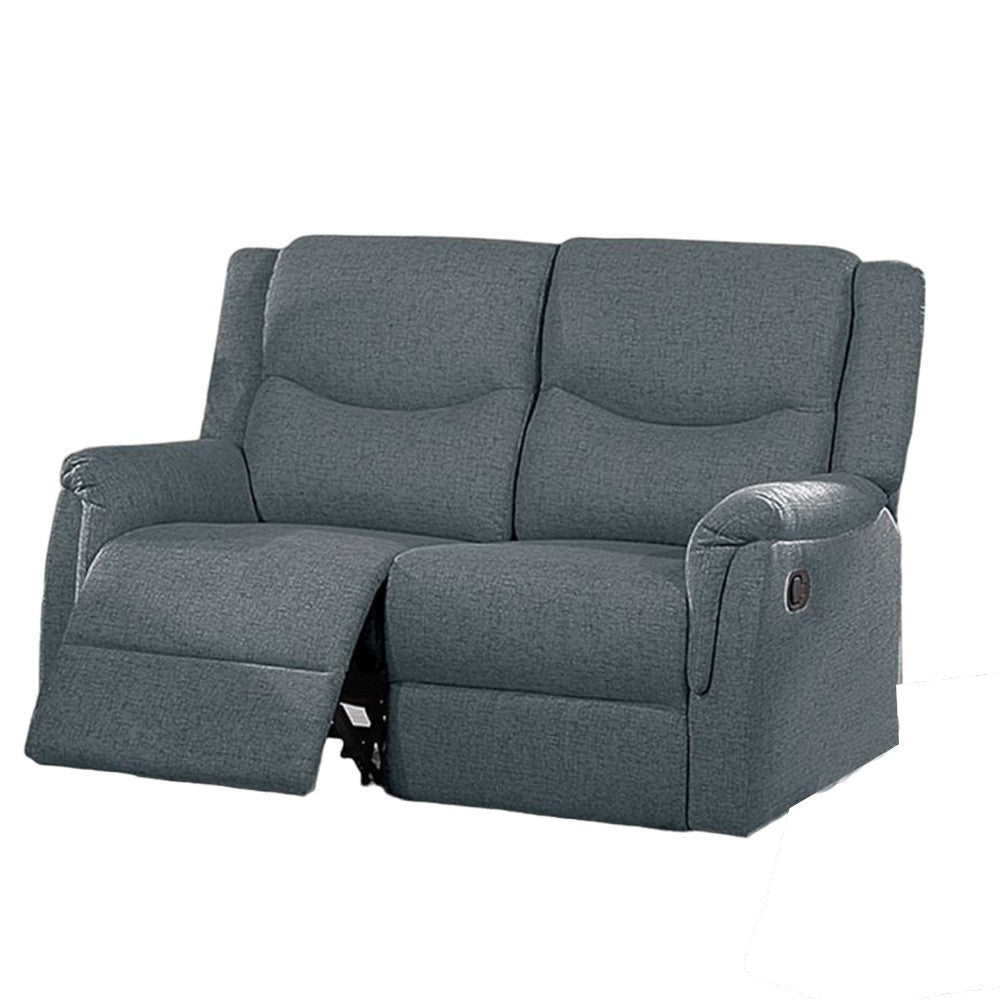 Ammy Manual Recliner Loveseat 53in Solid Wood Dark Gray Faux Burlap BM326073