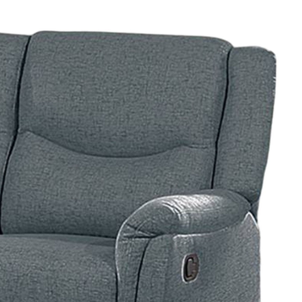 Ammy Manual Recliner Loveseat 53in Solid Wood Dark Gray Faux Burlap BM326073