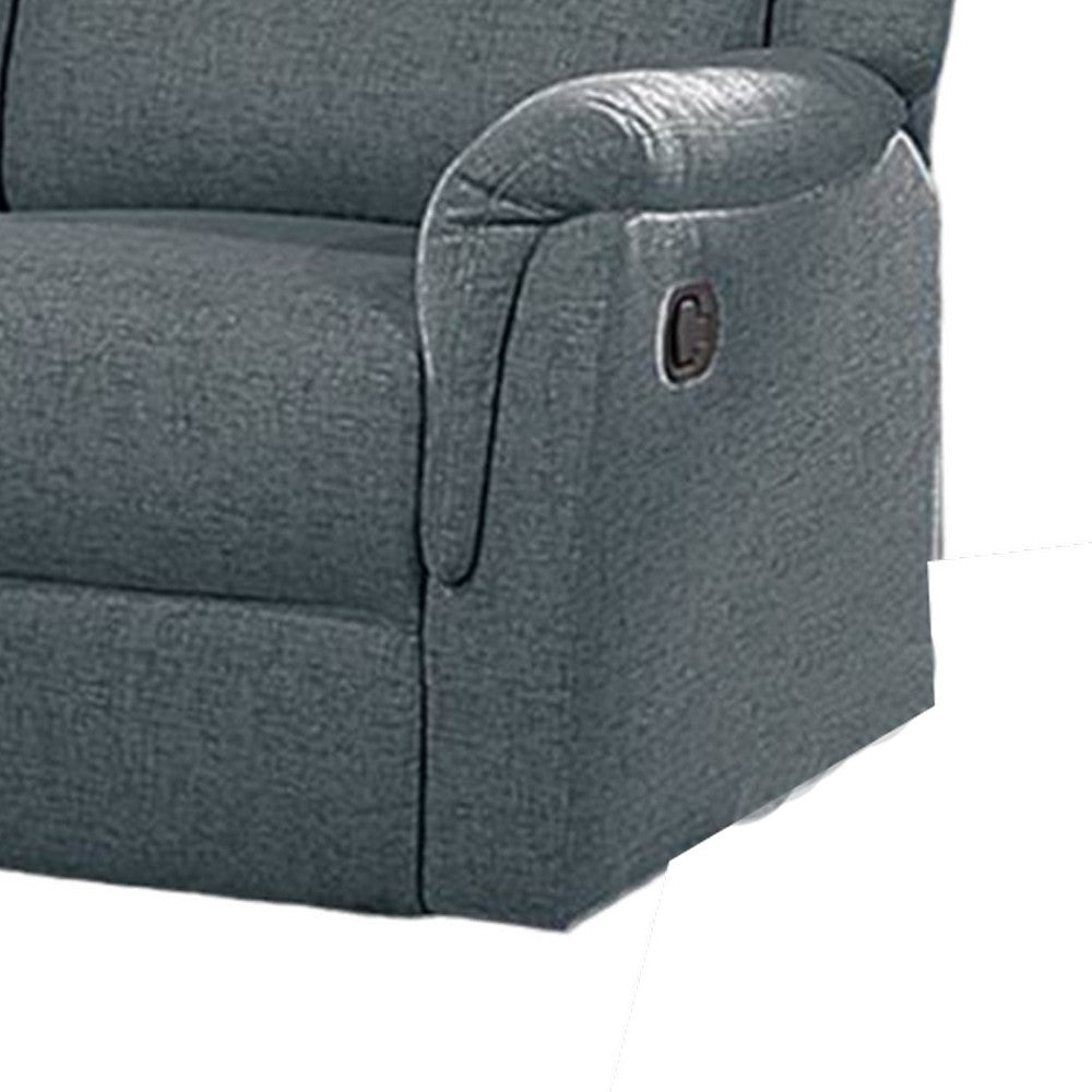 Ammy Manual Recliner Loveseat 53in Solid Wood Dark Gray Faux Burlap BM326073