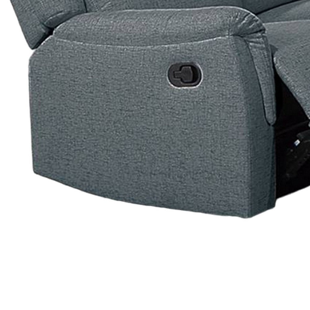 Ammy Manual Recliner Sofa Pillow Arms 75in Wood Gray Faux Burlap BM326074