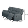 Ammy Manual Recliner Sofa Pillow Arms 75in Wood Gray Faux Burlap BM326074