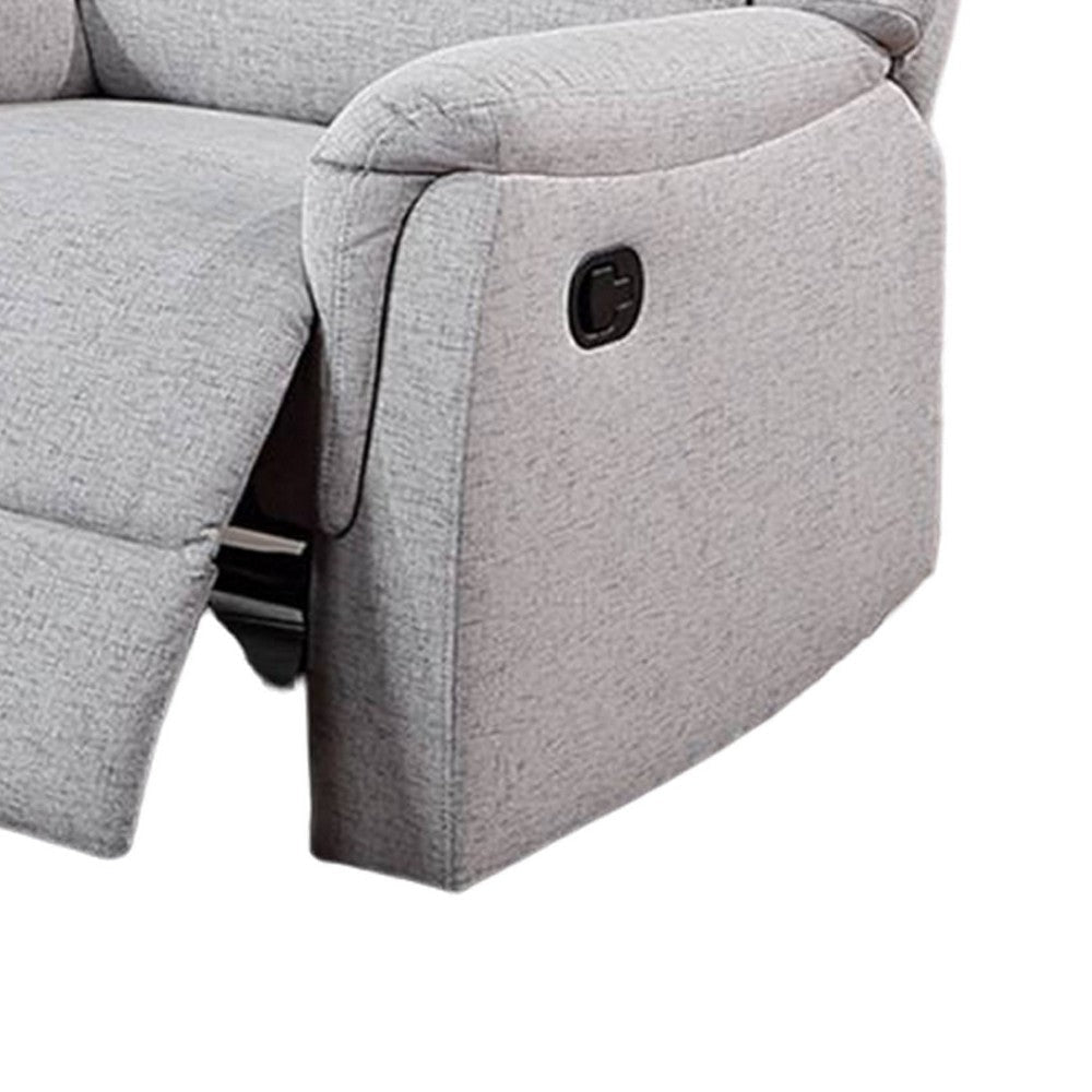 Ammy Manual Recliner Chair Pillow Arms Solid Wood White Faux Burlap BM326075