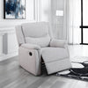 Ammy Manual Recliner Chair, Pillow Arms, Solid Wood, White Faux Burlap