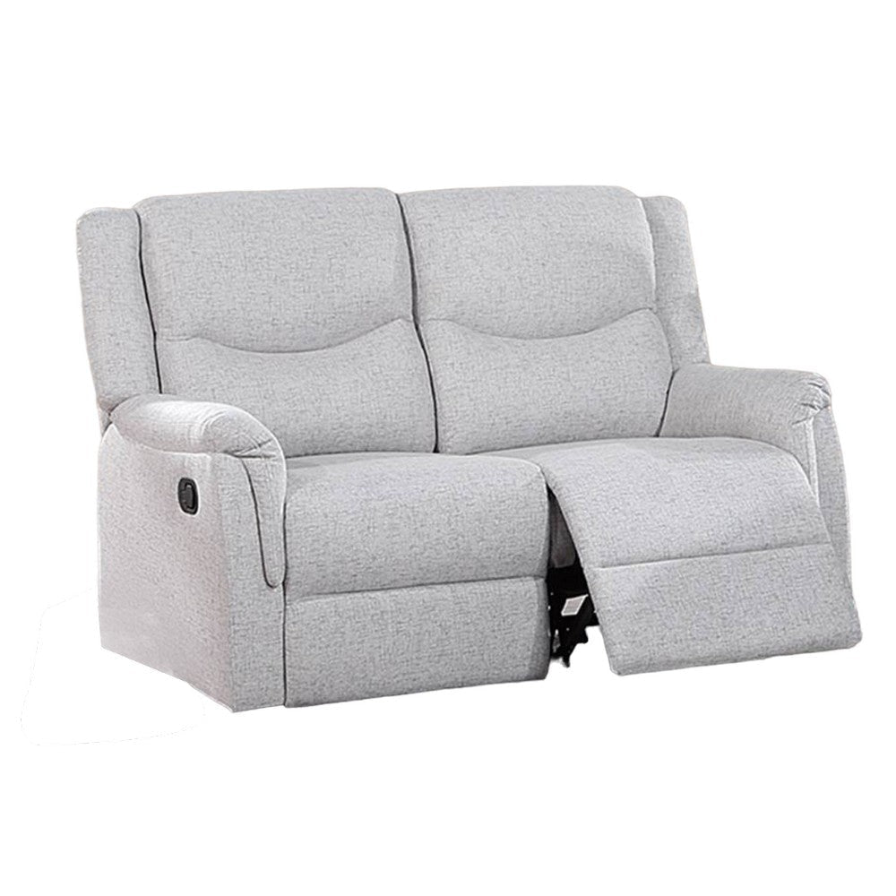 Ammy Manual Loveseat with Pillow Arms, 53" Wood, White Faux Burlap