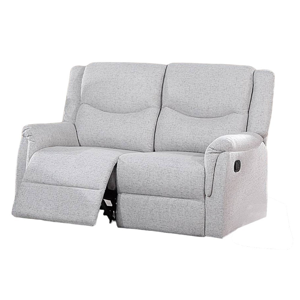 Ammy Manual Loveseat with Pillow Arms 53’’ Wood White Faux Burlap BM326076