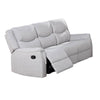 Ammy Manual Recliner Sofa, Pillow Arms, 75in Wood, White Faux Burlap