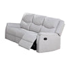 Ammy Manual Recliner Sofa Pillow Arms 75in Wood White Faux Burlap BM326077