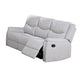 Ammy Manual Recliner Sofa Pillow Arms 75in Wood White Faux Burlap BM326077
