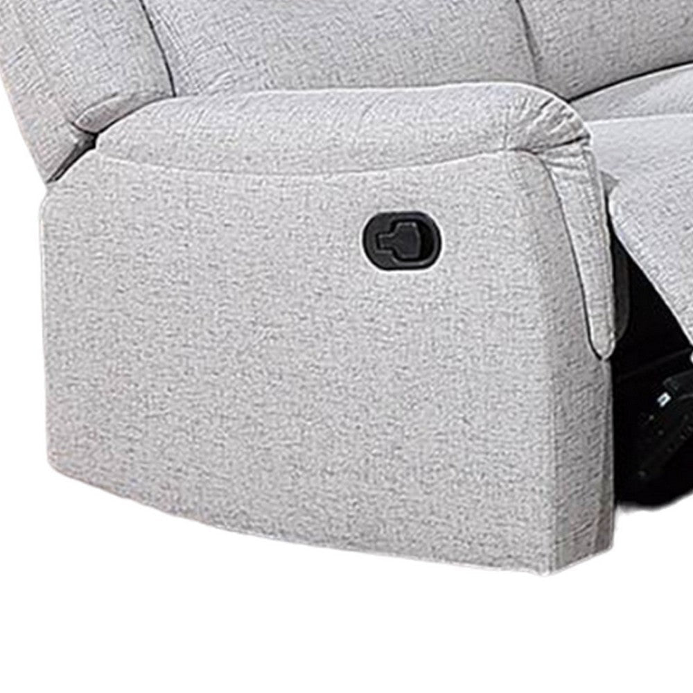 Ammy Manual Recliner Sofa Pillow Arms 75in Wood White Faux Burlap BM326077