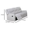 Ammy Manual Recliner Sofa Pillow Arms 75in Wood White Faux Burlap BM326077
