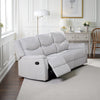 Ammy Manual Recliner Sofa, Pillow Arms, 75in Wood, White Faux Burlap