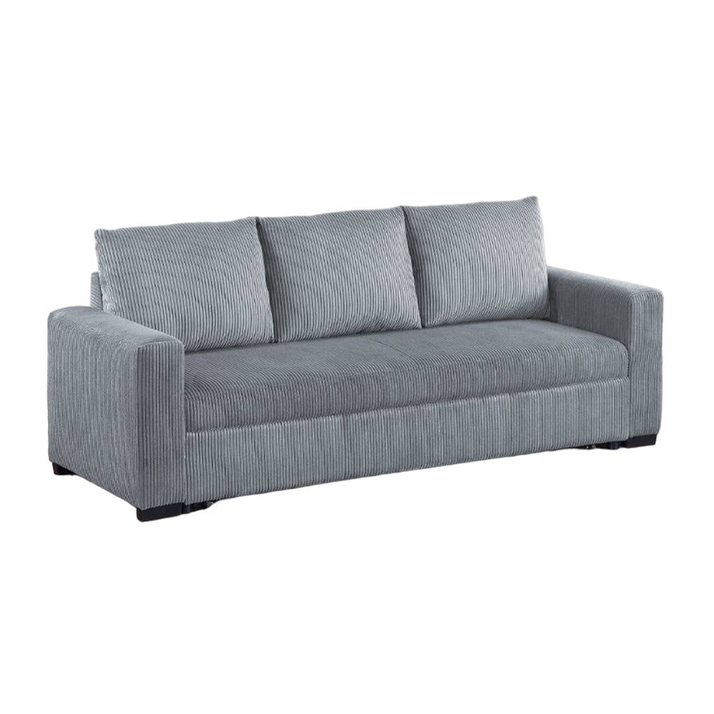 Billy Convertible Sofa Bed, Low Profile Legs, Gray Corduroy 85"