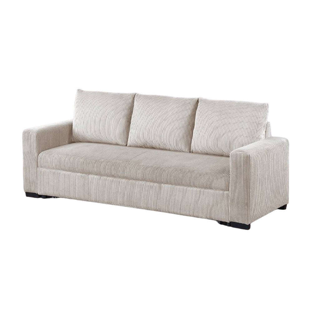 Billy Convertible Sofa Bed Low Profile Leg Ivory Corduroy 85’’ BM326085