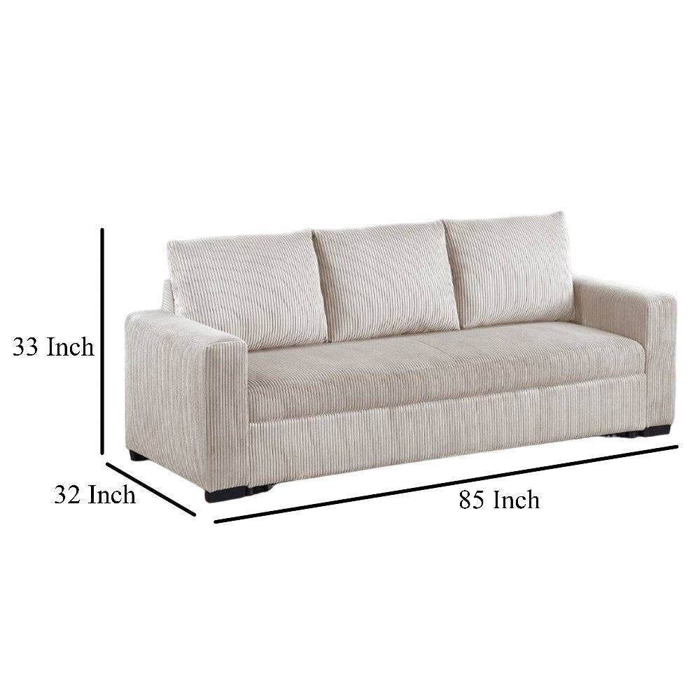 Billy Convertible Sofa Bed Low Profile Leg Ivory Corduroy 85’’ BM326085