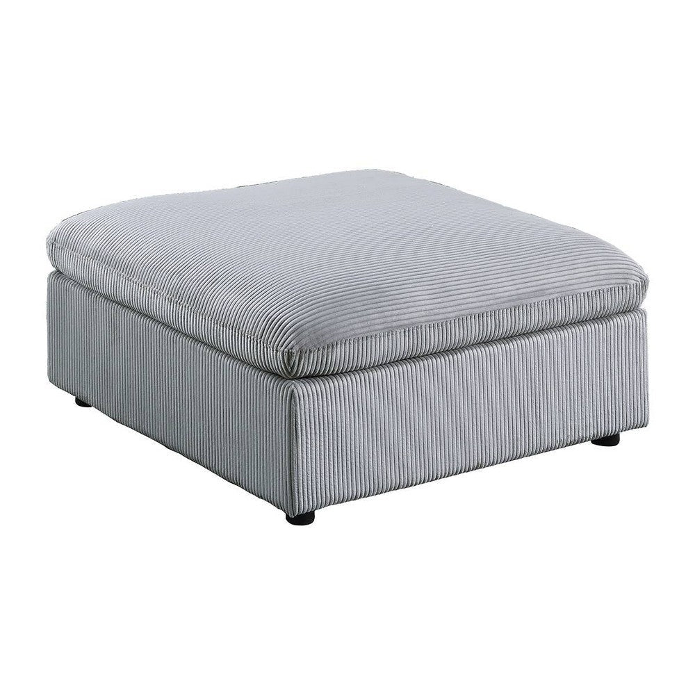 Joana Cocktail Ottoman, Light Gray Corduroy, Modular Square 39"