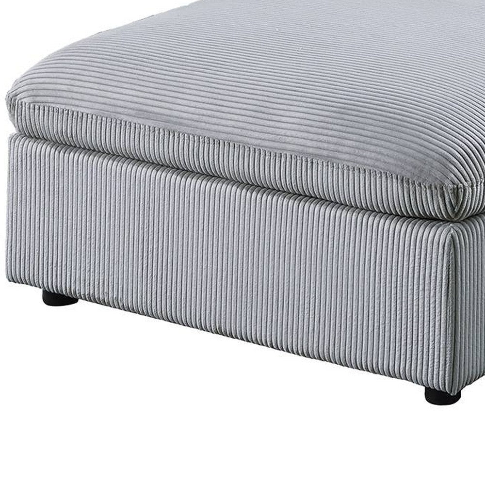 Joana Cocktail Ottoman Light Gray Corduroy Modular Square 39’’ BM326088