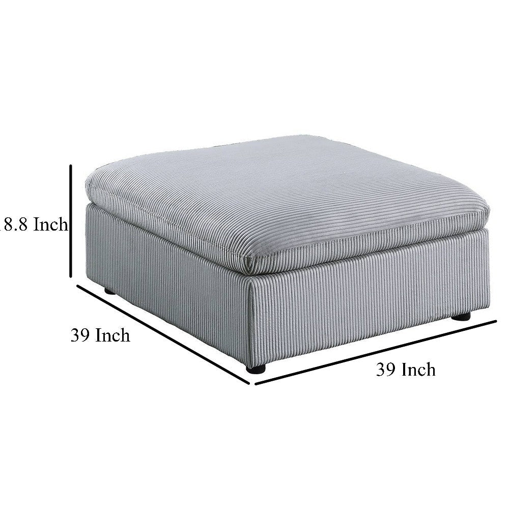 Joana Cocktail Ottoman Light Gray Corduroy Modular Square 39’’ BM326088