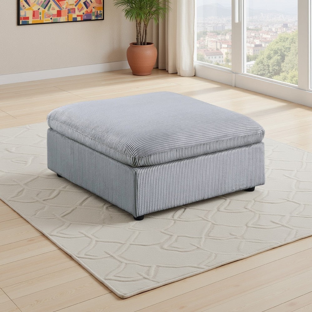 Joana Cocktail Ottoman Light Gray Corduroy Modular Square 39’’ BM326088