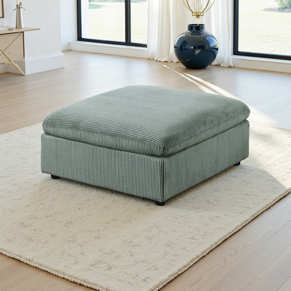 Joana Cocktail Ottoman Sage Green Corduroy Modular Square 39’’ BM326089