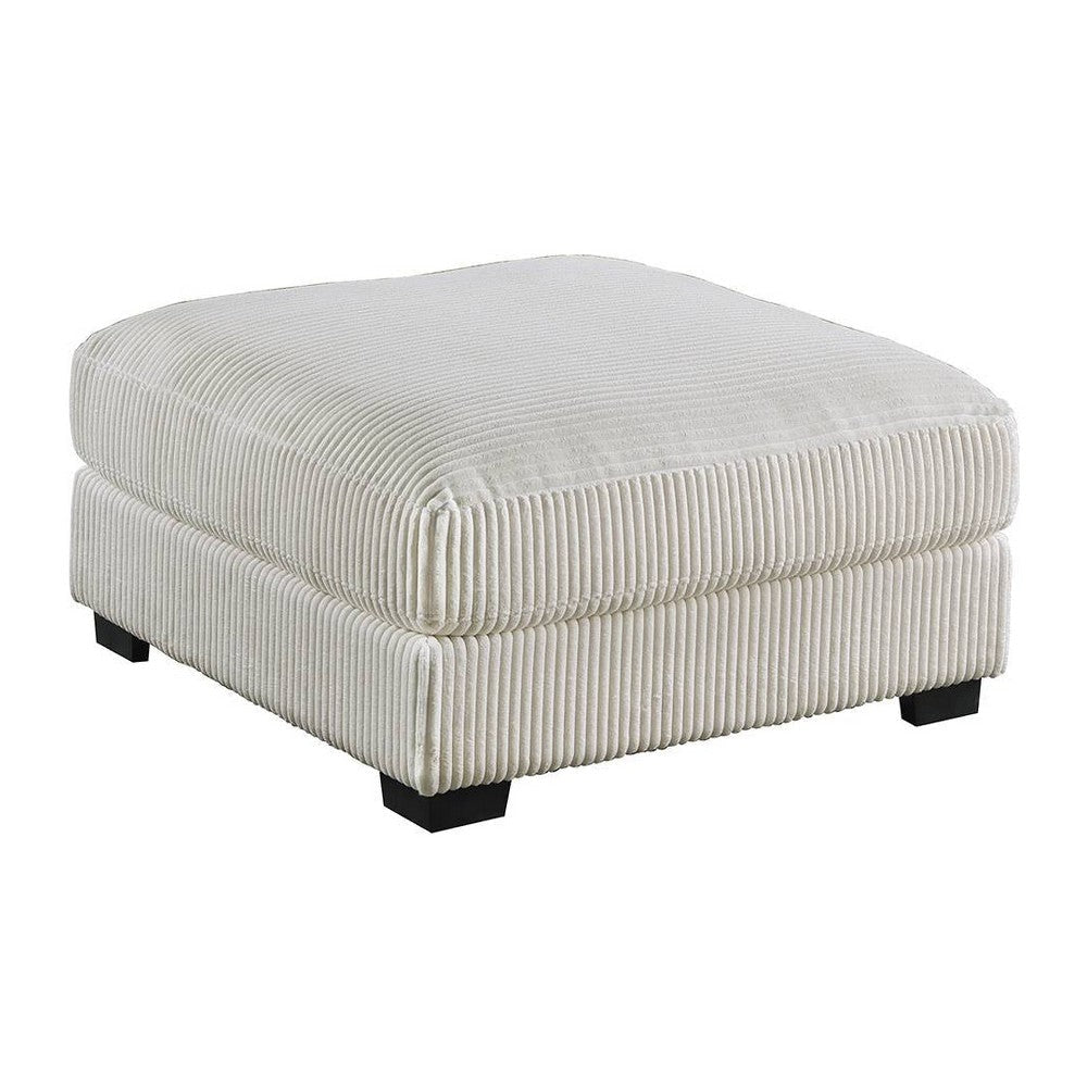 Joana Cocktail Ottoman Light Gray Wide Welt Corduroy Fabric 37’’ BM326090