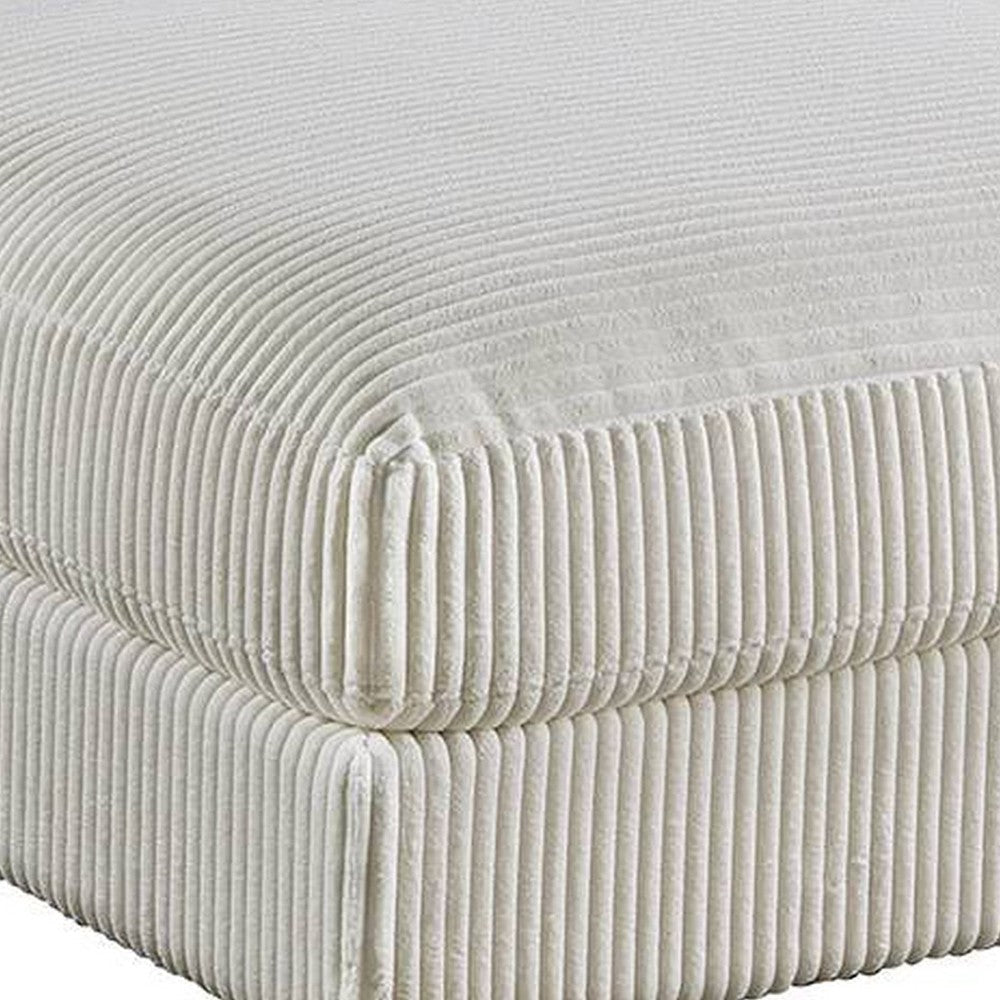 Joana Cocktail Ottoman Light Gray Wide Welt Corduroy Fabric 37’’ BM326090
