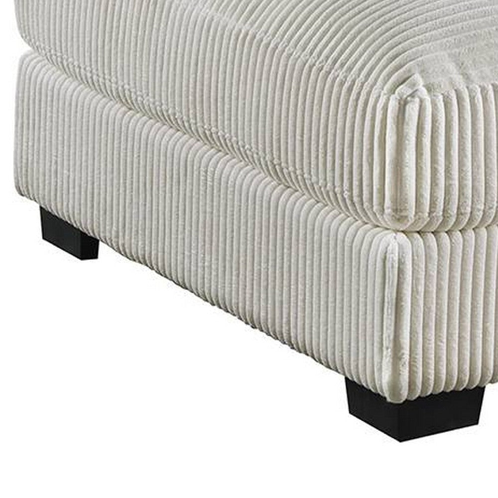 Joana Cocktail Ottoman Light Gray Wide Welt Corduroy Fabric 37’’ BM326090