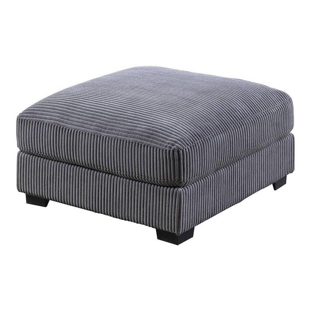Joana Cocktail Ottoman Dark Gray Wide Welt Corduroy Fabric 37’’ BM326091