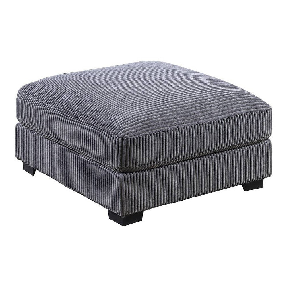 Joana Cocktail Ottoman Dark Gray Wide Welt Corduroy Fabric 37’’ BM326091