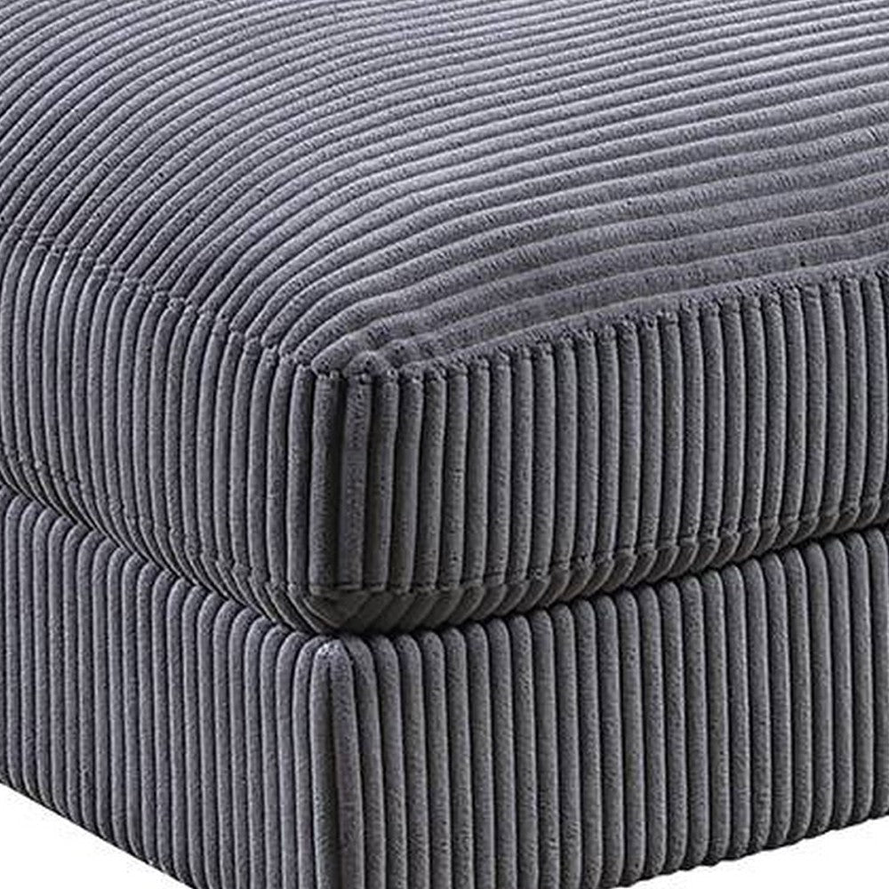 Joana Cocktail Ottoman Dark Gray Wide Welt Corduroy Fabric 37’’ BM326091