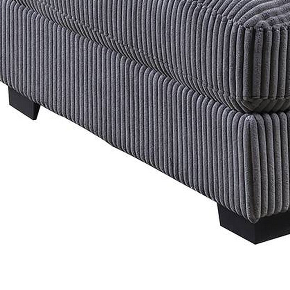 Joana Cocktail Ottoman Dark Gray Wide Welt Corduroy Fabric 37’’ BM326091