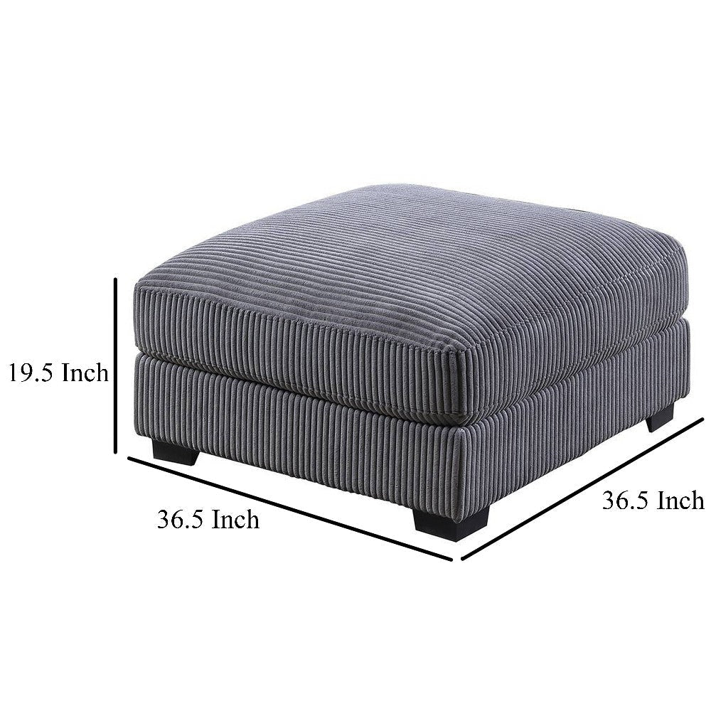 Joana Cocktail Ottoman Dark Gray Wide Welt Corduroy Fabric 37’’ BM326091