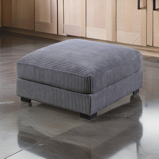 Joana Cocktail Ottoman, Dark Gray Wide Welt Corduroy Fabric, 37"
