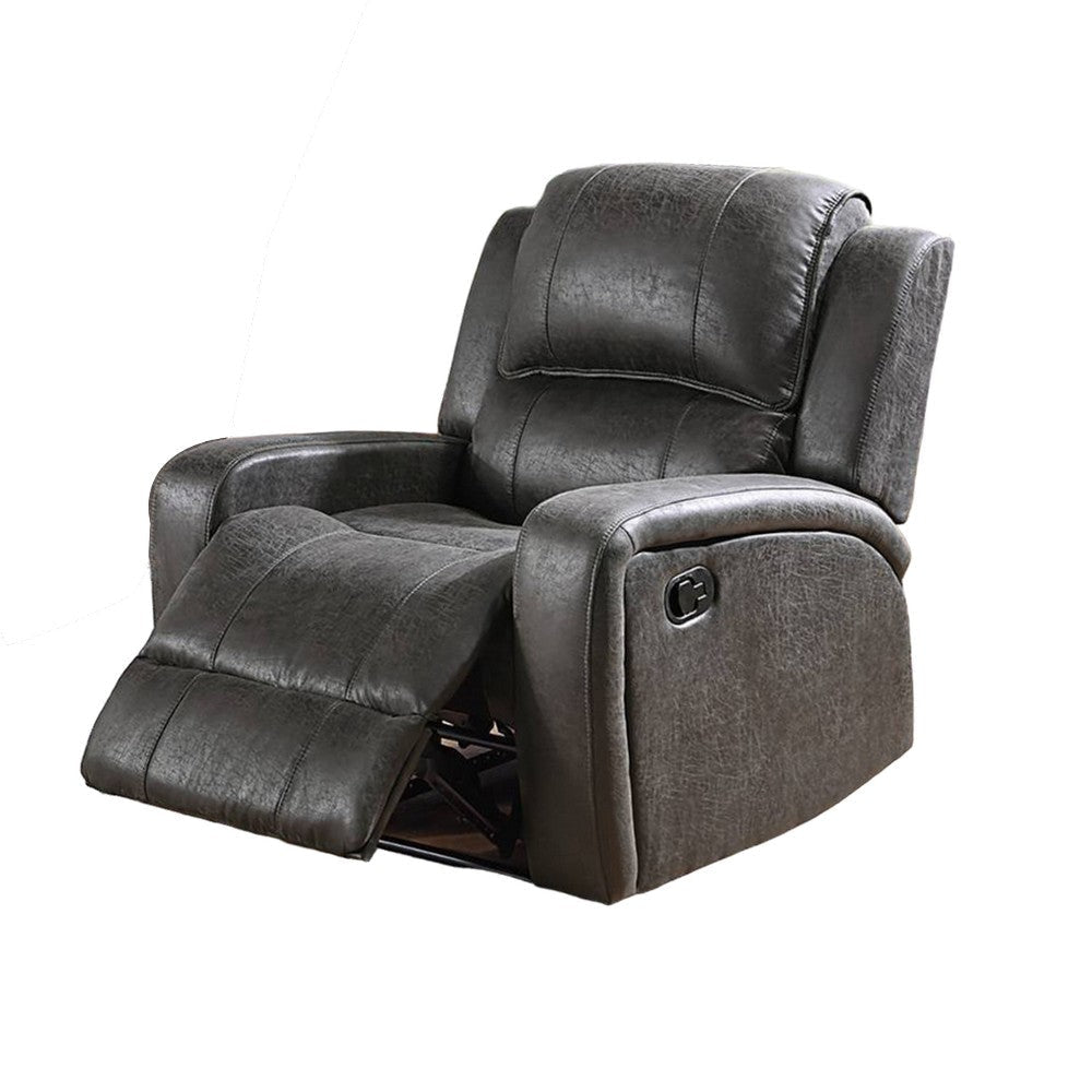 Charles Manual Recliner Chair Smoke Gray Faux Leather Solid Wood BM326094