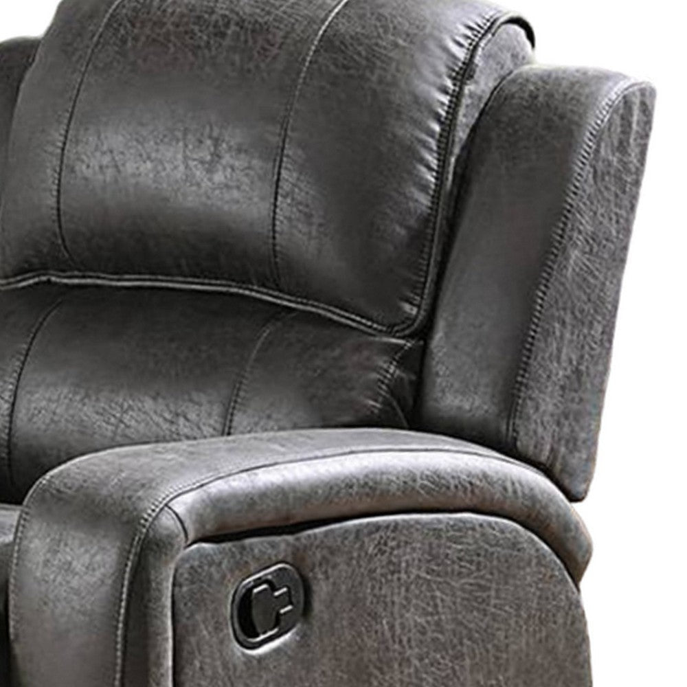 Charles Manual Recliner Chair Smoke Gray Faux Leather Solid Wood BM326094