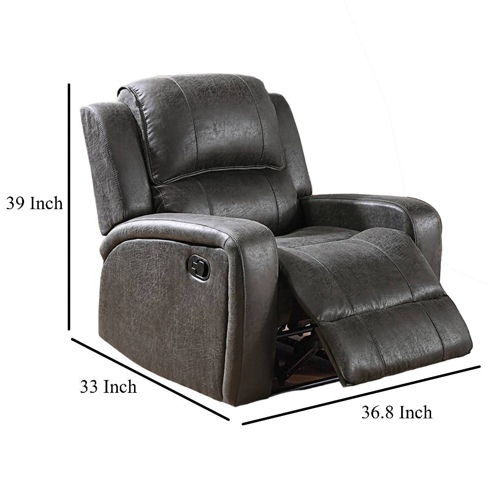 Charles Manual Recliner Chair Smoke Gray Faux Leather Solid Wood BM326094