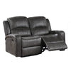 Charles Manual Recliner Loveseat, Plush Smoke Gray Faux Leather, 55"