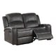 Charles Manual Recliner Loveseat, Plush Smoke Gray Faux Leather, 55"