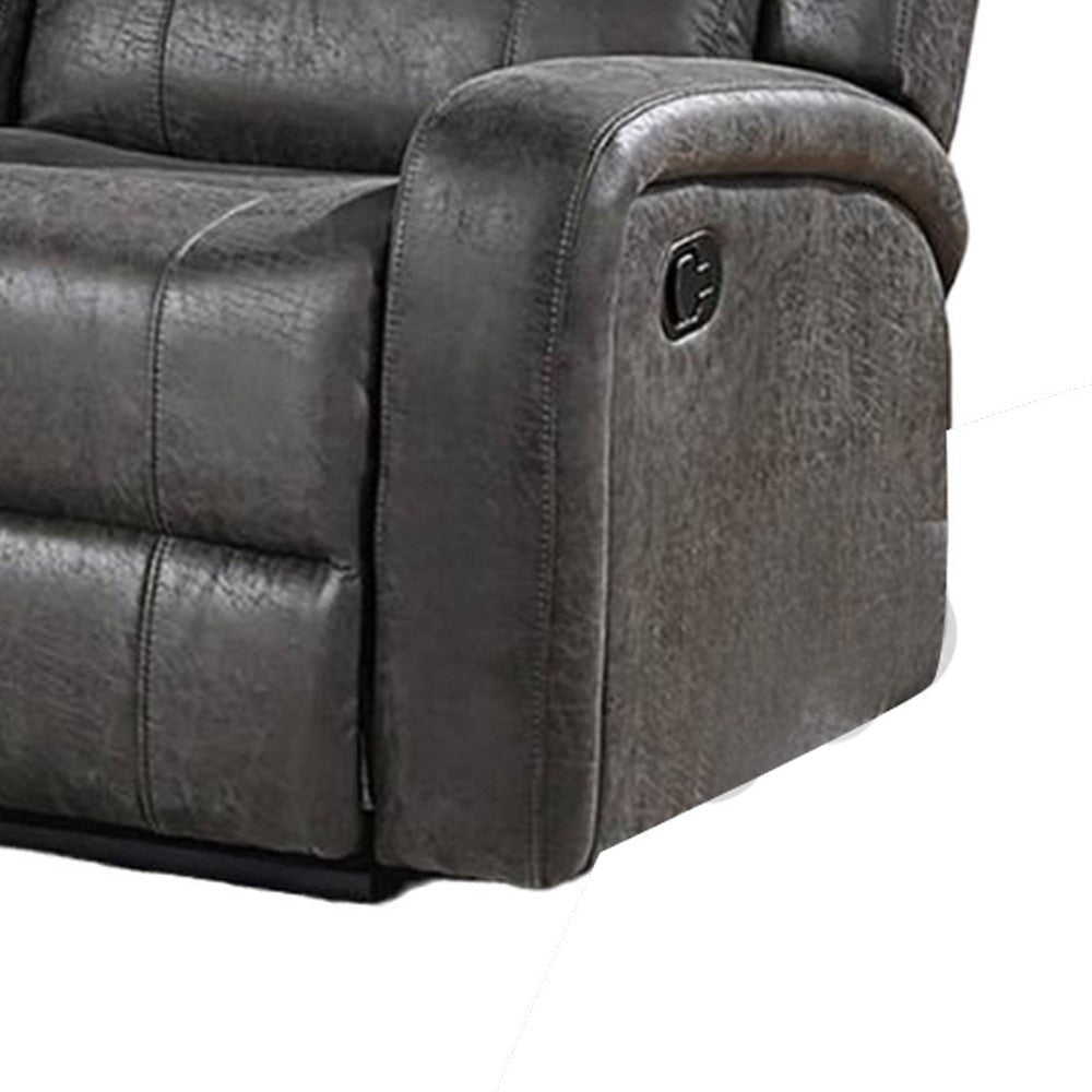 Charles Manual Recliner Loveseat Plush Smoke Gray Faux Leather 55’’