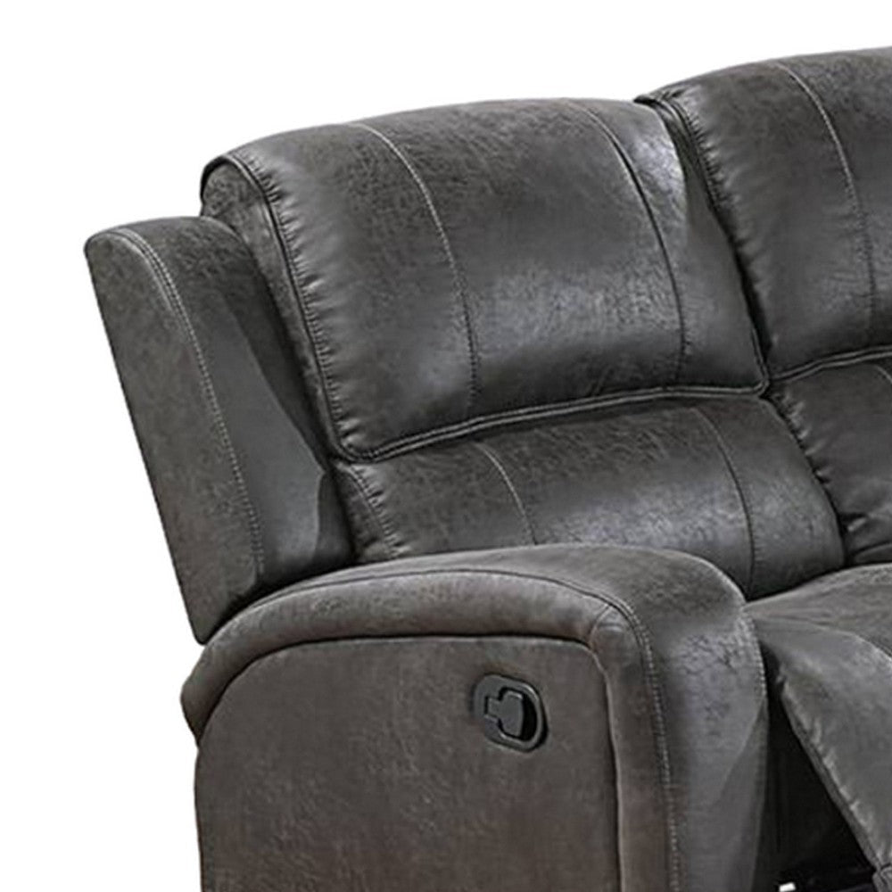 Charles Manual Recliner Sofa Smoke Gray Faux Leather Solid Wood 78’’ BM326096