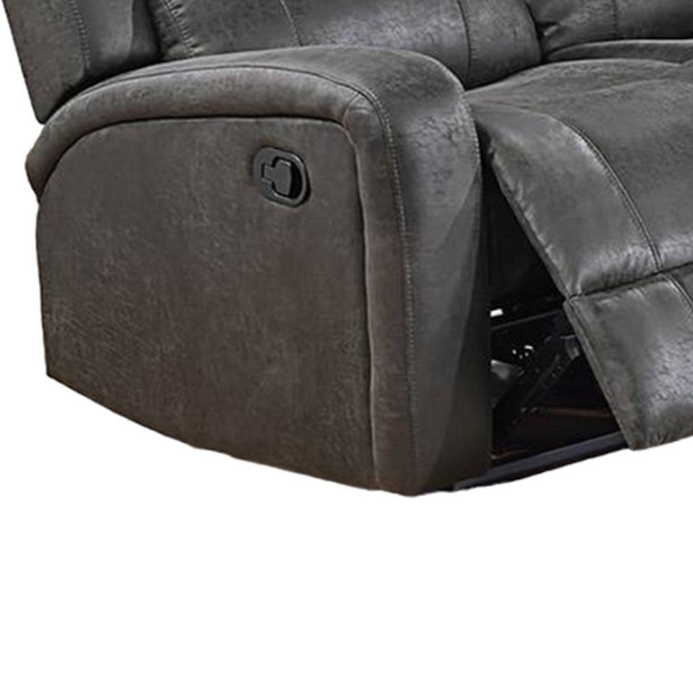 Charles Manual Recliner Sofa Smoke Gray Faux Leather Solid Wood 78’’ BM326096