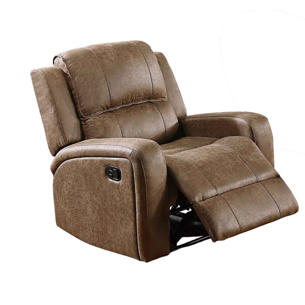 Charles Manual Recliner Chair, Chestnut Brown Faux Leather, Solid Wood