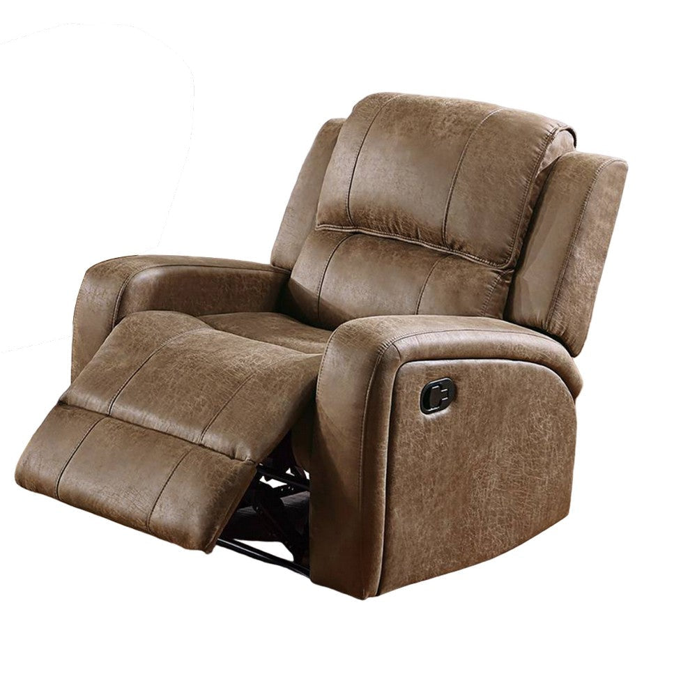 Charles Manual Recliner Chair Chestnut Brown Faux Leather Solid Wood BM326097