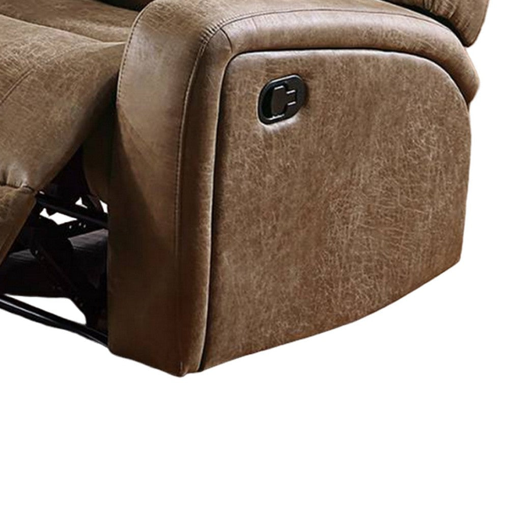 Charles Manual Recliner Chair Chestnut Brown Faux Leather Solid Wood BM326097