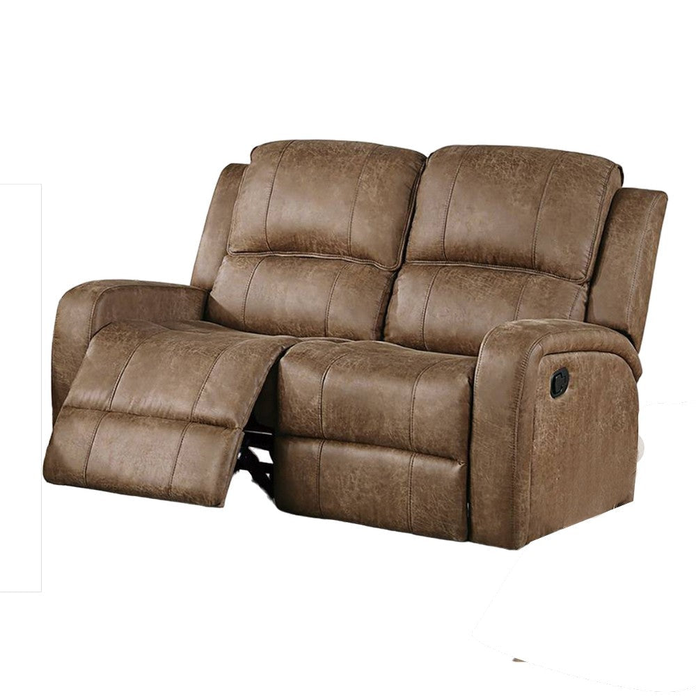 Charles Manual Recliner Loveseat Chestnut Brown Faux Leather 55’’