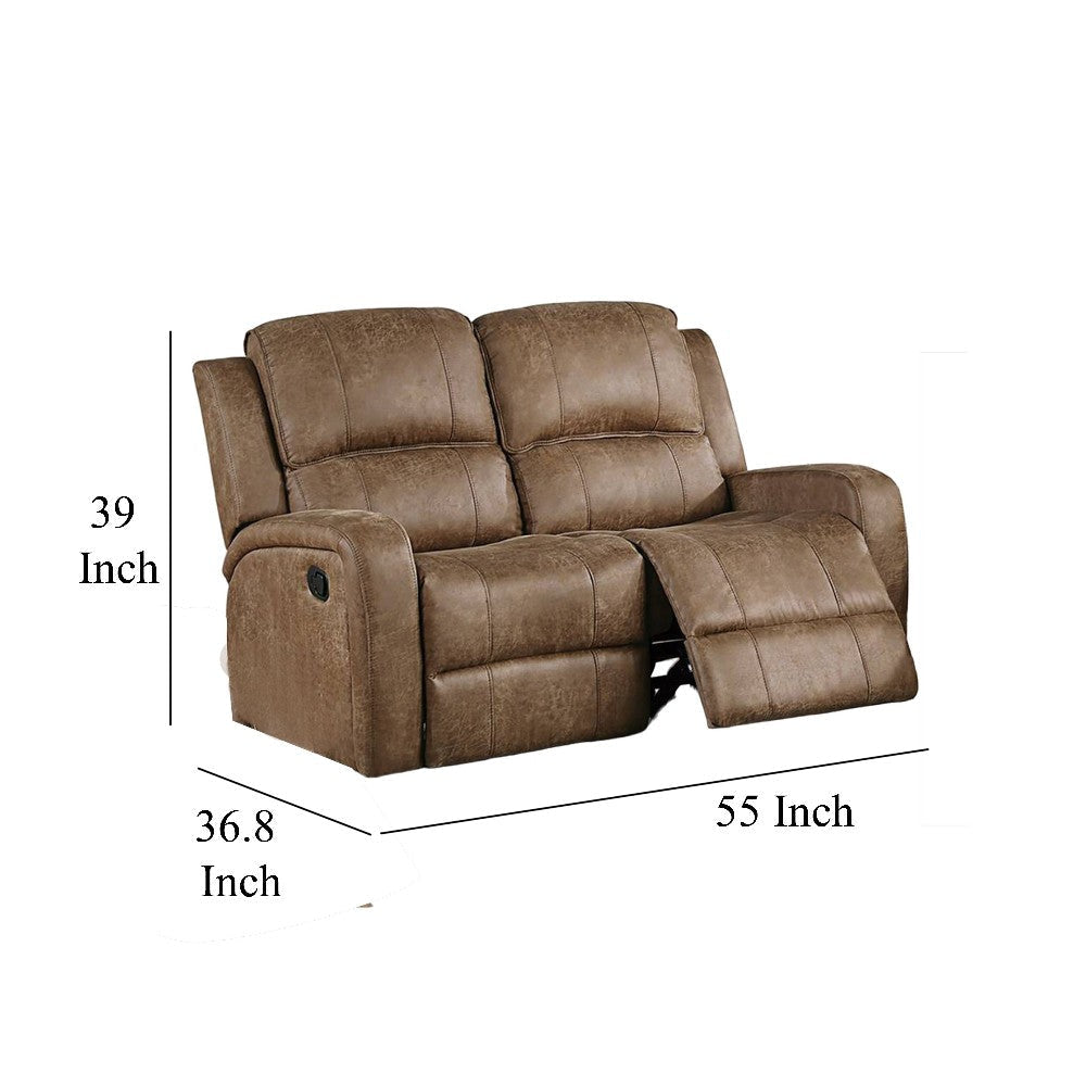 Charles Manual Recliner Loveseat Chestnut Brown Faux Leather 55’’