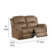 Charles Manual Recliner Loveseat Chestnut Brown Faux Leather 55’’