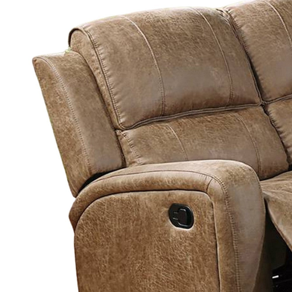Charles Manual Recliner Sofa Plush Chestnut Brown Faux Leather 78’’ BM326099