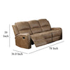 Charles Manual Recliner Sofa Plush Chestnut Brown Faux Leather 78’’ BM326099