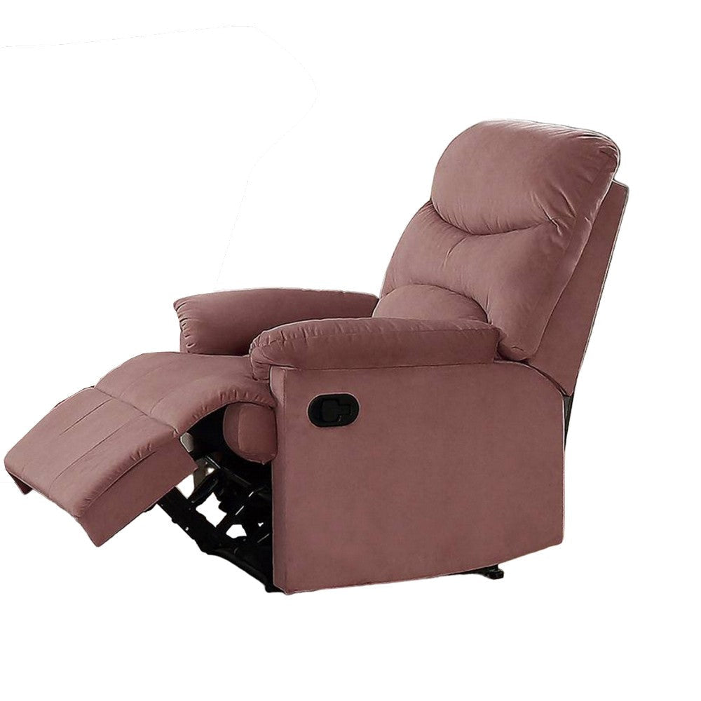 Karry Manual Recliner Chair Cushioned Blush Pink Velvet Solid Wood BM326100