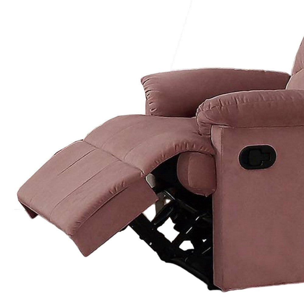 Karry Manual Recliner Chair Cushioned Blush Pink Velvet Solid Wood BM326100